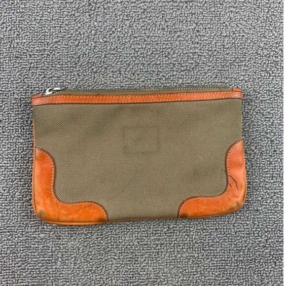 Authentic Prada Jacquard Pouch in Orange Brown Canvas and Leather Rare - Picture 3 of 16